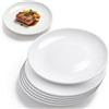 Ruioomeep Set da 6 piattini da dessert bianchi da 18 cm in melamina | Piatti in plastica infrangibili, ideali per colazione insalate torte antipasti campeggio e picnic, lavabili in lavastoviglie