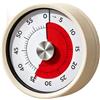SiSinkal Timer meccanico da cucina in acciaio inox con base magnetica, sveglia manuale per cottura e studio, argento (crema)