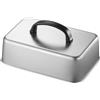 HomeVortex Cloche per Formaggio 22x15cm Cottura Uniforme(22.2*14.6*6.6CM) | Design rettangolare compatto, leggero da trasportare, adatto a grill esterni e cucine piccole, finitura silver
