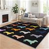 Generic Tappeto per soggiorno, 60 x 90 cm, motivo bassotto, lavabile in lavatrice, antiscivolo, resistente, in finta lana, per camera da letto, cucina, ufficio, sala da pranzo, interni, a pelo basso, nero
