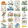 Globleland 18 fogli di adesivi dinosauro trasferibili 9.9x9.1 cm Adesivi dinosauro e alberi da sfregare per mobili, vasi, bicchieri, barattoli di vetro e decorazioni per l'arte e l'artigianato