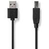 Nedis Cavo USB | USB 2.0 | spina USB-A | connettore USB B | 480 Mbps | nichelato | 3.00 m | rotondo | PVC | nero | gancio