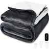 MYCARBON Coperta Elettrica 180x160cm, 6 Livelli Calore, Timer 9h, Lavabile | Termocoperta Temperature da 30°C a 45°C, Coperta Termica Riscaldante Matrimoniale Basso Consumo(Grigio Scuro)
