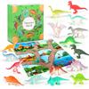 OKYUK Calendario Avvento 2025, Calendario Avvento Bambini Dinosauri con 16 Dinosauri Unici, Giocattoli a Sorpresa a Forma di Dinosauro per Bambini dai 3 Anni