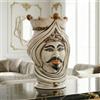 Ceramiche di Caltagirone Sofia Testa di Moro con Turbante h 45 cm - Maschio Bianco, Madreperla Antichizzato Oro e Lustri (Copia) - 45 cm / Madreperla Oro e Lustri