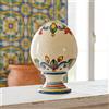 Ceramiche Sofia Stand Uovo Decorativo con piede in Ceramica di Caltagirone - Decoro Sicily - 10 cm / Decoro Sicily