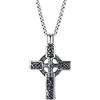 Turtledove Trinity Celtic Cross Collana - Ciondolo in acciaio inox con nodo triquetra irlandese - Crocifisso Gesù Crocifisso