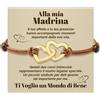 Bramart Bracciale Madrina Donna Due Cuori in Acciaio Inox Lucidato di Altissima Qualità e Corda Intrecciata Idea regalo Compleanno Natale Battesimo Comunione Cresima madrine - Cofanetto con DEDICA Incluso.