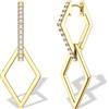 JeweBella Orecchini Pendenti Donna Argento 925, Fantasia Orecchini Saliscendi a Cerchio Argento, Orecchini Pendenti Geometrici& Doppio Cerchio Oro 14K Donna,Orecchini Cerchio Rimovibile Pendenti