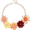 EVER FAITH Collana girocollo da donna con 5 fiori vintage bohémien floreale chunky e colletto a fiore, colore nero