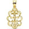 Minoplata Medaglia Croce di Caravaca, argento 925 placcato oro, 20 mm x 15 mm, motivo traforato