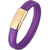 Gualiy Bracciale Cuoio Uomo Vintage, Bracciale in Acciaio Inox Uomo Intrecciato Pelle Bracciale con Oro Fibbia 16.5CM Lunghezza Bracciale Punk Gotico