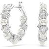 Swarovski Matrix - Set di gioielli da tennis, orecchini con cristalli trasparenti taglio rotondo con perle, finitura in rodio