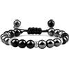 Gualiy Bracciale di Pietra Uomo, Bracciale in Porcellana Bianca Ematite da 8 MM Braccialetto Donna Regolabile 17-30CM