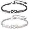 Lam Hub Fong Bracciali di Coppia Personalizzati Set da 2 Braccialetti con Nomi Incisi per Lui e Lei Simbolo Infinito con Chiusura a Cuore Magnetica Gioiello Regali per San Valentino Natale Anniversari