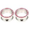 Gualiy 2 Pezzi Dilatatore Orecchio Acciaio Chirurgico, Tunnel Plug Piercing 3-25mm con Rosa Zirconia Cubica Dilatatore Tunnel