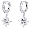KnSam Orecchini da donna, in argento Sterling con zirconi bianchi, con brillantini e fiori, piccoli, oro/argento