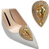 YOGAYE 2 clip per scarpe rimovibili a forma di goccia d'acqua, abbellimento per scarpe, fibbia per scarpe in metallo con strass, per la festa di nozze delle signore