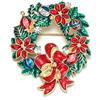 EVER FAITH Corona di Natale spilla strass cristallo smalto rosso Bowknot verde vischio fiore spilla spilla per abbigliamento donna