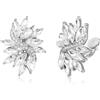 EVER FAITH Orecchini da donna a forma di foglia floreale con zirconia cubica
