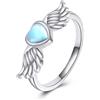 ONEFINITY Anello con ali d'angelo, in argento Sterling 925, con pietra di luna, per donna, Pietra di luna