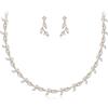 Clearine Set di gioielli in zircone, collana e orecchini a forma di petale, da donna, per matrimonio, gioielli alla moda