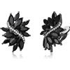 EVER FAITH Orecchini da donna a forma di foglia floreale con zirconia cubica, Länge: 2.7 cm, Breite: 2.26 cm, Cristallo