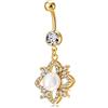Gualiy Piercing Ombelico Acciaio Chirurgico Pendente, Piercing Oro Ombelico Fiore con Perla Piercing Gioielli