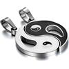 JewelryWe Gioielli Collana Bracciali Disegno Yin Yang Tai Chi Cinese da Uomo Donna Coppia Amanti Amicizia in Pelle e Acciaio Inossidabile