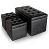 Menzzo Contemporain Panky Cassapanca con 2 Pouf, Legno, 85 x 44 x 45 cm Contemporaneo Nero