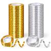 Carehabi Serpentine d'oro e Argento, 36 Rotoli, Stelle filanti metallizzate | Serpentine dorate, nastro di raso luccicante per compleanno dei bambini, decorazione di nozze d'oro, compleanno, anniversario