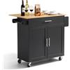 VEVOR Credenza Isola Cucina Mobiletto Portaoggetti MDF Carico Totale 50 kg | Portaoggetti con Contenitore Mobiletto Armadietto Piano Ribaltabile Porta Spezie Tavolo per Sala da Pranzo Salotto, Nero