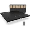 Nalui - Base imbottita 200 x 200 cm rinforzata con 12 gambe alte 25 cm e 5 barre trasversali, rivestimento 3D e 8 valvole di aerazione, prodotto in Spagna | nero (2 basi da 100 cm con piastre di