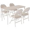 GarveeLife Set pieghevole 5 pezzi tavolo Rect 4ft 4 sedie grigio | Vassoio impermeabile, seduta in PU imbottita, telaio in metallo robusto, senza montaggio, salvaspazio, facile da pulire