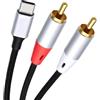OTraki Cavo adattatore stereo da USB-C a 2 RCA da tipo C a 2 RCA | Adattatore audio RCA USB-C compatibile con iPhone 17 16 15 iPad MacBook Smartphone PC Laptop Home Theater DVD Autoradio