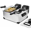 H.Koenig Friggitrice in Acciaio inox DFX600, 2 termostati indipendenti 3L ciascuno, parti amovibili, Filtro antiadore, Protezione contro surriscaldamento