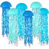 ADLKGG Lanterne di carta a forma di pesce gelatina blu, lanterne di carta colorate sfumate per feste a tema sirena sotto il mare oceano decorazioni di compleanno baby shower baby room