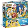 Clementoni - Puzzle per Bambini 180 Pezzi Supercolor, per Bambini 7+ Anni, Illustrazione con Personaggi dal Cartone Sonic, con Sticker Inclusi, Idea Regalo, Made in Italy, 48,5x33,5 cm, 29796