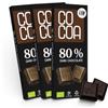 CO COA Cioccolato Fondente 80% BIO 3x40g - Crudo, Vegano, Senza Zucchero Bianco Raffinato