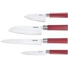 Cecotec Set di 4 coltelli professionali in stile giapponese per uso domestico. Rivestimento in ceramica. Set di coltelli Santoku (rosso)