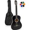 AMROVA - Chitarra classica per adulti 4/4 mancino + custodia per zaino + 6 plettri + corsi video offerti - corde in nylon, consegnata concessa (nero, 4/4, sinistra)