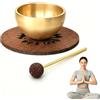 Naapesi Set di mini campane tibetane in ottone con battente e cuscino | Campana tibetana portatile, per meditazione, yoga, consapevolezza, guarigione del suono, decorazione per la casa