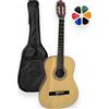 Amrova - Chitarra classica per adulti 4/4 destra + custodia per zaino + 6 plettri + lezioni video in omaggio - corde in nylon, consegnata concessa (naturale, 1/2, destra)