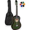 AMROVA - Chitarra classica per adulti 4/4 mancino + custodia per zaino + 6 plettri + corsi video offerti - corde in nylon, consegnata concessa (verde, 4/4, mancini)