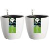 Elho All-in-1 Brussel Round 18 + Swi 17 - Vaso per Piante da Interno - 100% plastica riciclata - Ø 18 cm - Bianco/White (Confezione da 2)