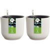 Elho All-in-1 Vibes Round 18 + Swi 17 - Vaso per Piante da Interno - 100% plastica riciclata - Ø 18 cm - Bianco/Linen White (Confezione da 2)