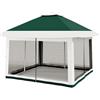 GarveeLife Gazebo Pop-Up 3,6 x 3,6 m, zanzariera One-Push, Altezza | Tetto ventilato impermeabile, 4 sacchi di sabbia inclusi, struttura robusta, montaggio rapido, resistente alle intemperie