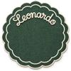 DUST/ROSE Tovaglietta Personalizzata con Nome in Cotone Verde, Bordo Ondulato, Ricamata a Mano in Italia, Ø38 cm