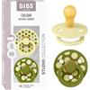 BIBS Colour Polka Dots Succhietto, 0-6 mesi, 2-pack, Luna/Wasabi | Tettarella rotonda | Lattice di gomma naturale | Taglia 1 | Senza BPA | Prodotto in Danimarca