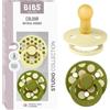 BIBS Colour Polka Dots Succhietto, 6-18 mesi, 2-pack, Luna/Wasabi | Tettarella rotonda | Lattice di gomma naturale | Taglia 2 | Senza BPA | Prodotto in Danimarca